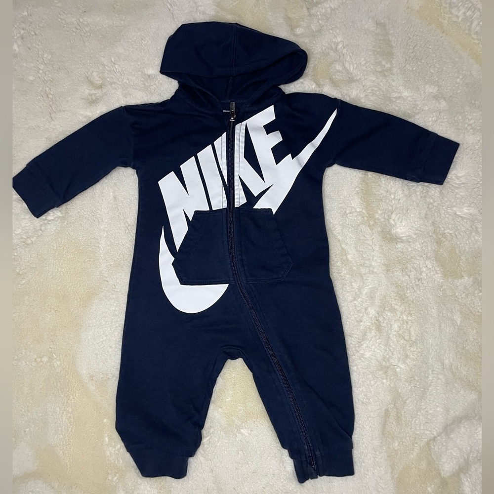 Nike Baby Boy Navy Blue Hooded All Day Play Coverall-9 months